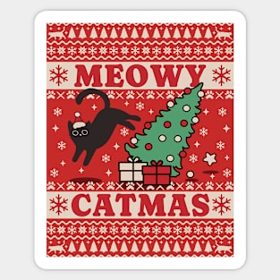 Meowy Catmas Ugly Sweater Cat Christmas Sticker